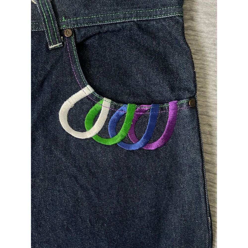 Embroidered Risk Denim Jeans - Picture 5 of 11